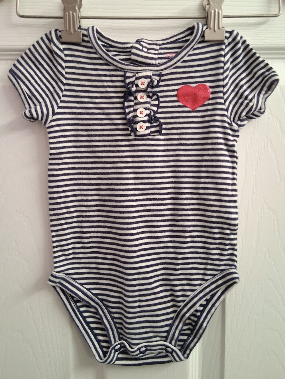 Carters 12 Months Bodysuit Stripes With Sparkly Heart